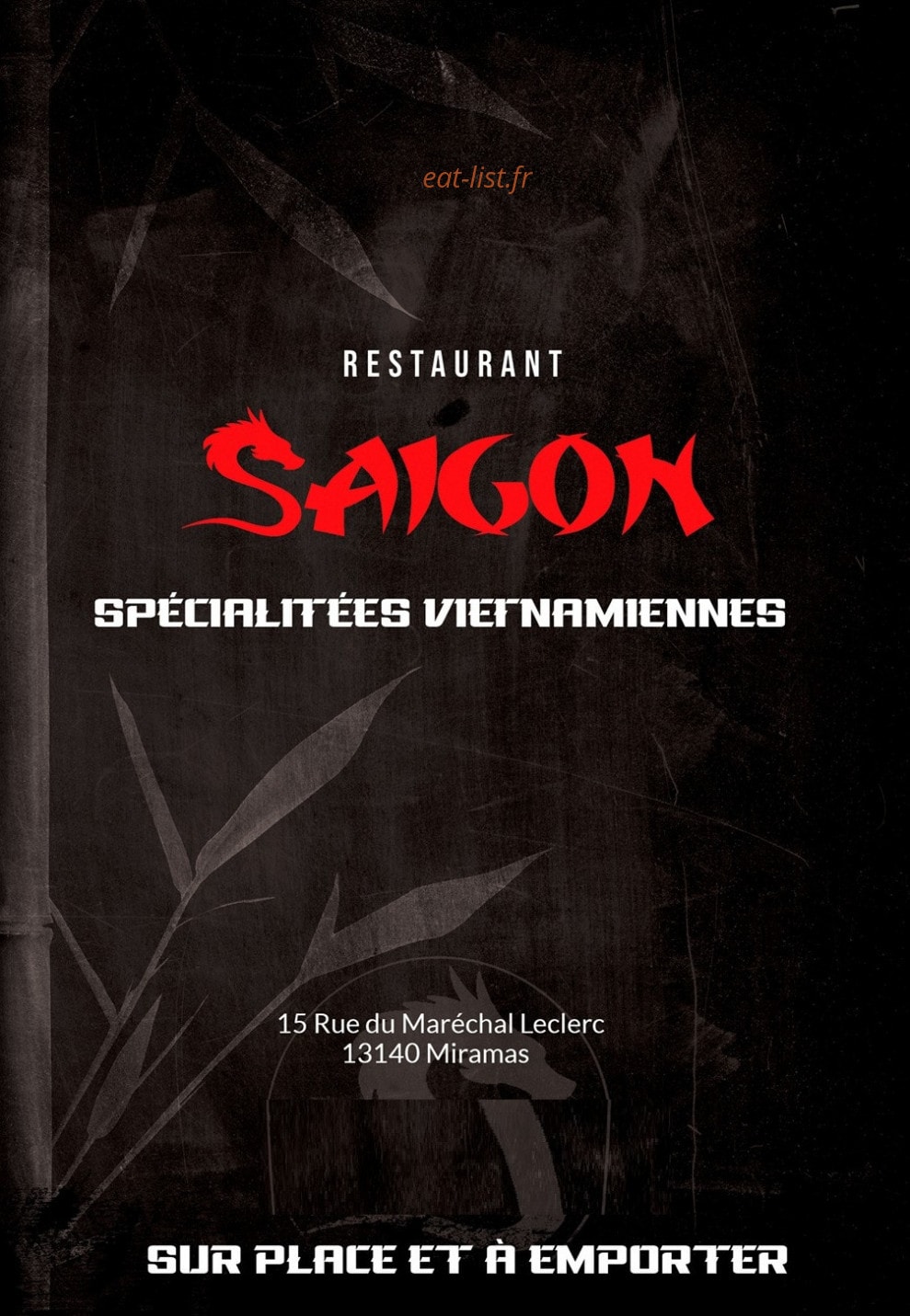 Restaurant Saigon — carte page 1
