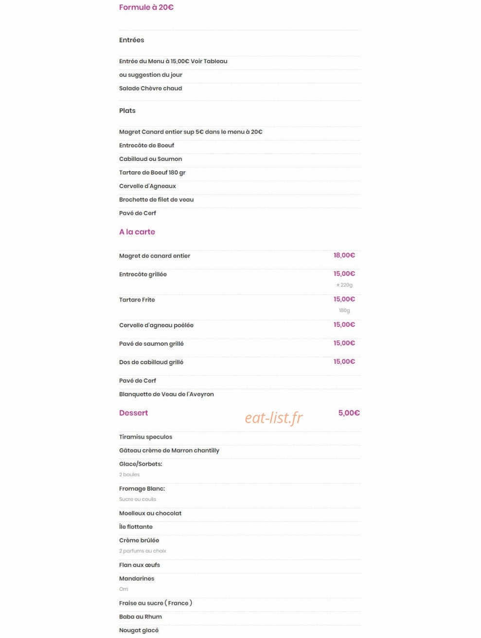 Brasserie Des Lonnes — carte page 2