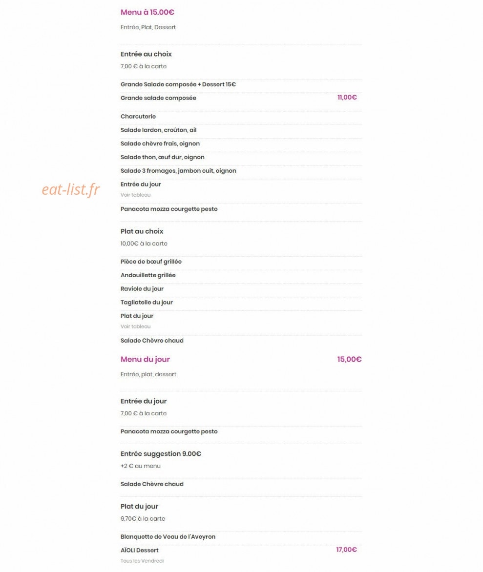 Brasserie Des Lonnes — carte page 1