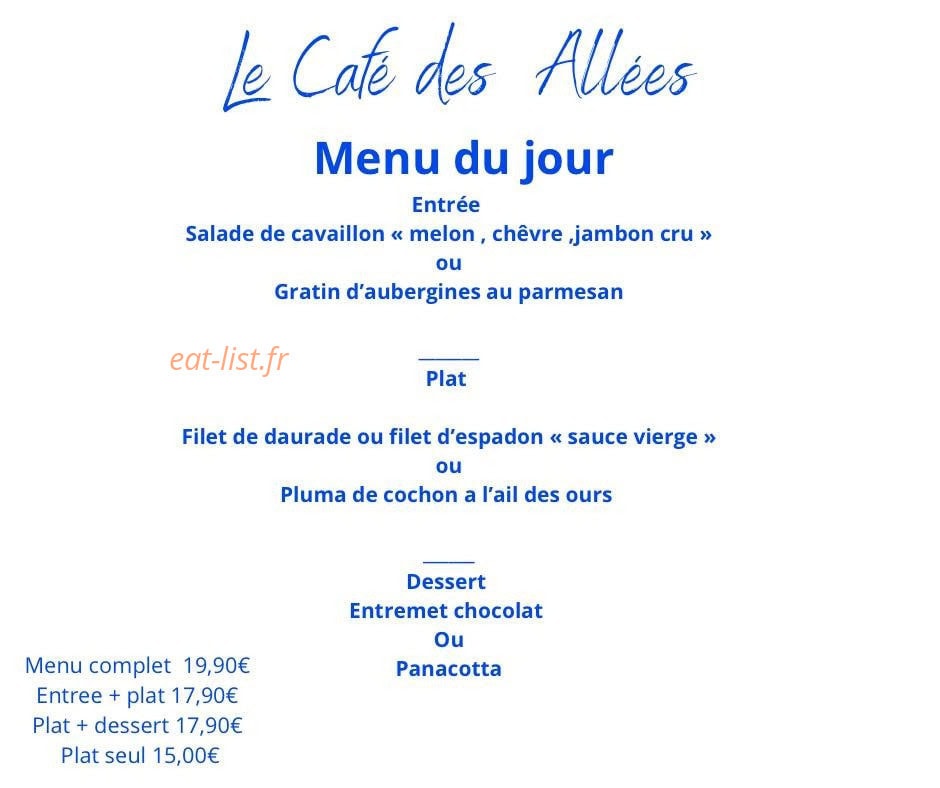Café Des Allées — carte page 1