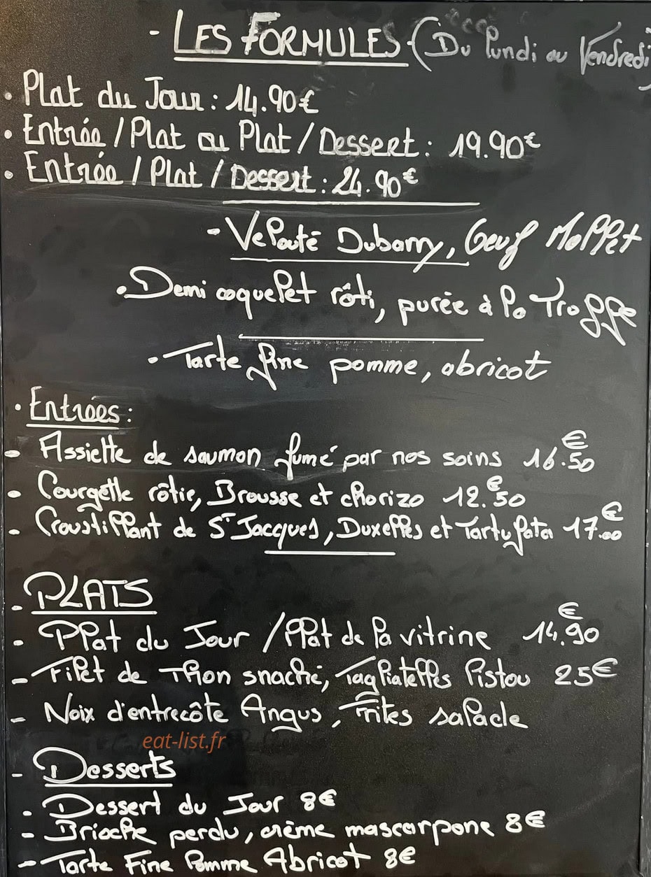 La Table de Fred — carte page 1