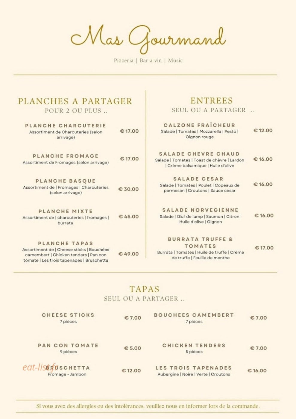 Mas Gourmand — carte page 3