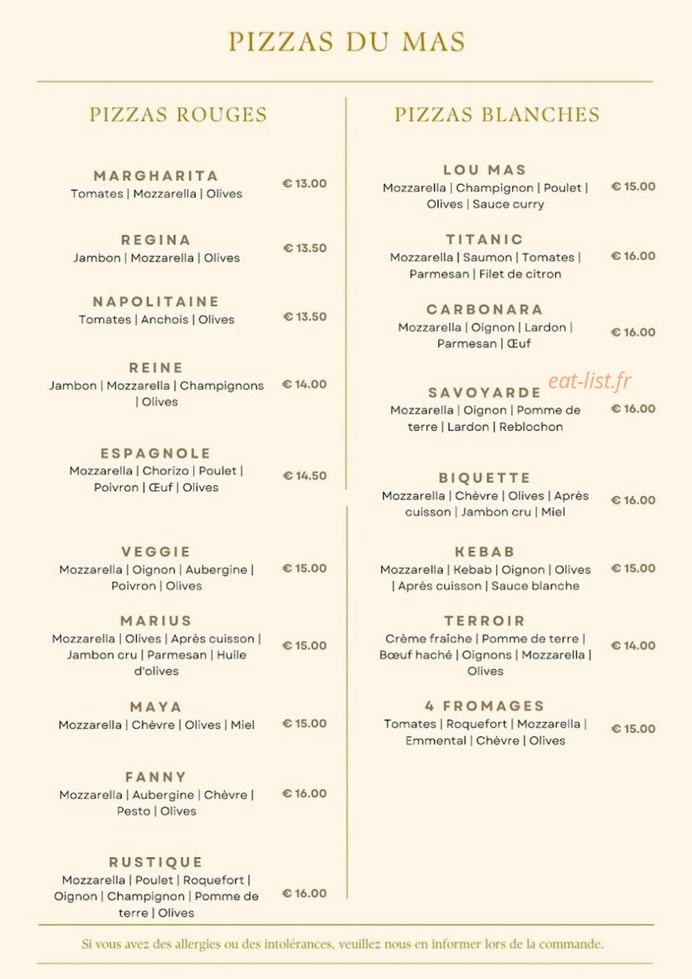 Mas Gourmand — carte page 1