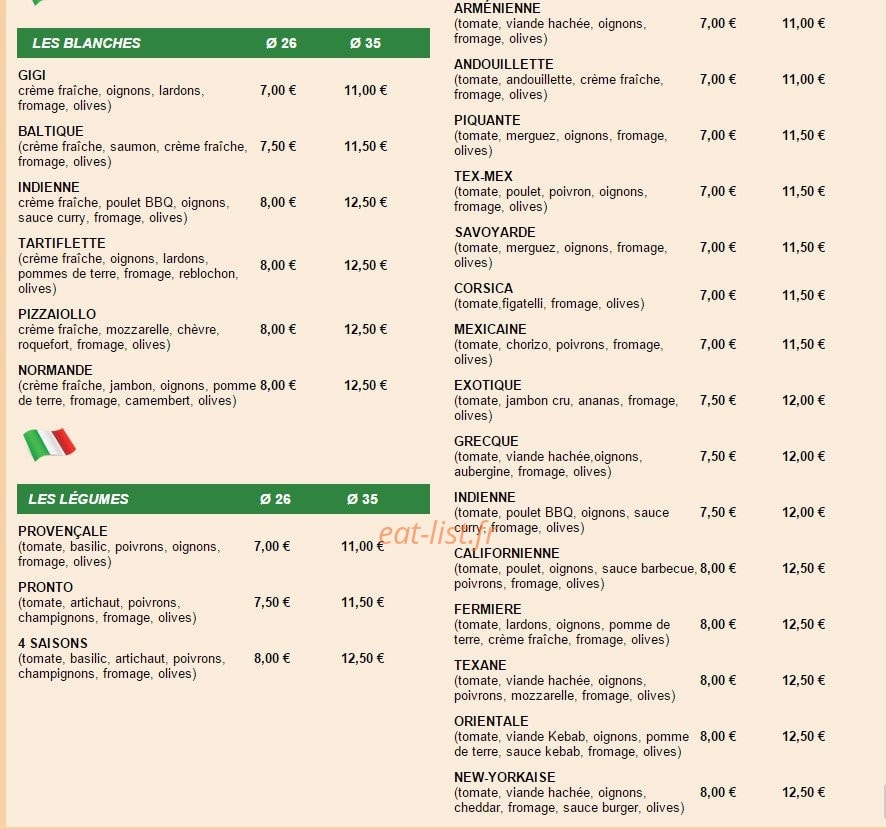 Pizza Pronto — carte page 2