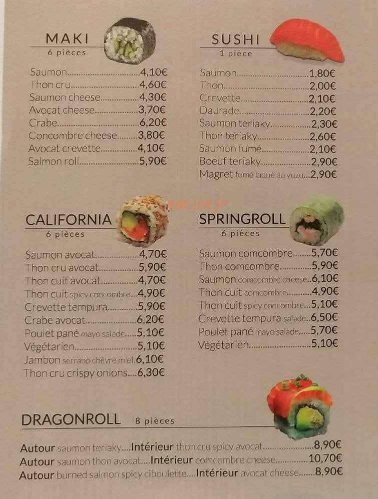 Sushi Spot — carte page 1