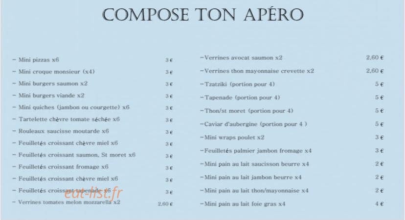 Carte et menu de Brasserie Le Boh'm à Les Pennes Mirabeau — Apéro personnalisé