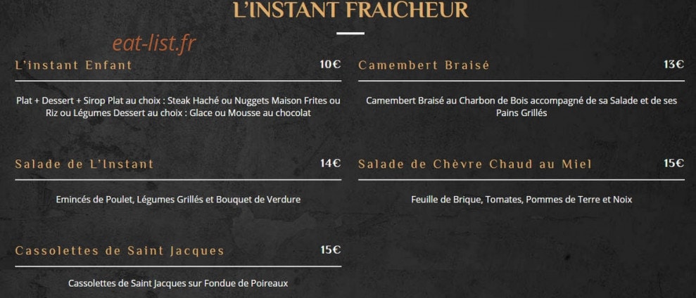 L'Instant Braisé — carte page 1