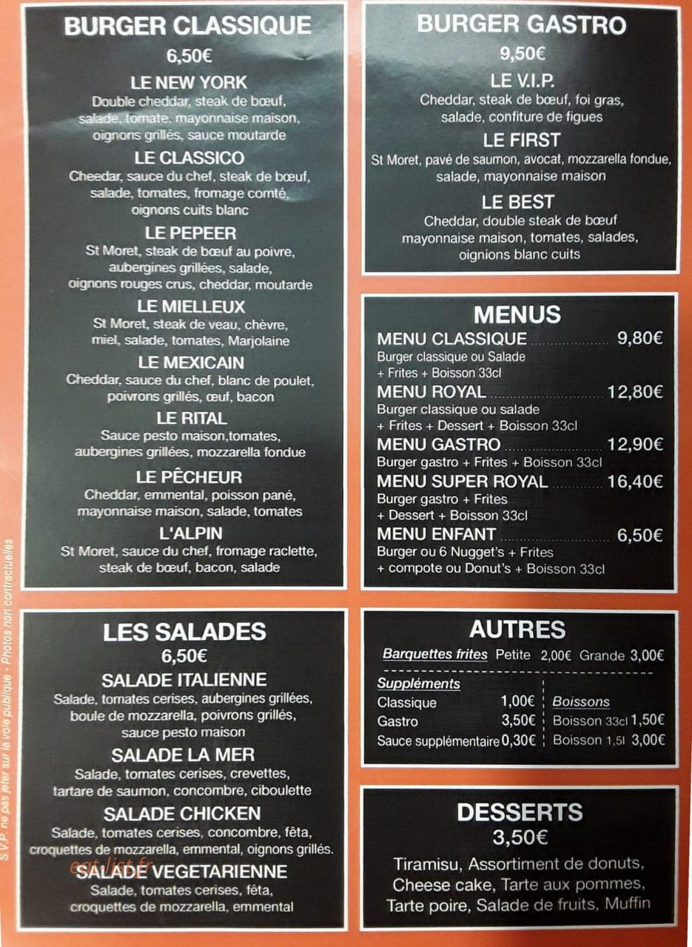 Le burger Original — carte page 2