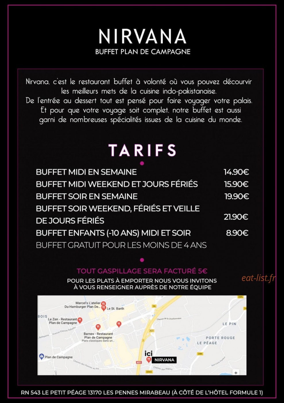 Nirvana Buffet — carte page 1