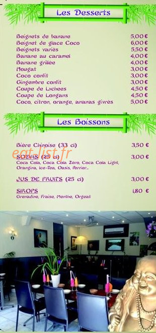Carte et menu de O' Delice d'Asie à Les Pennes Mirabeau — Les desserts et les boissons