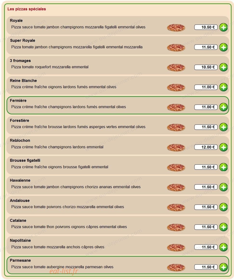 Pizzas Rémy — carte page 2