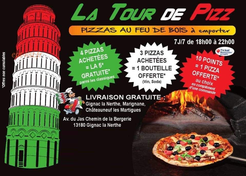 La Tour De Pizz à Gignac La Nerthe menu et