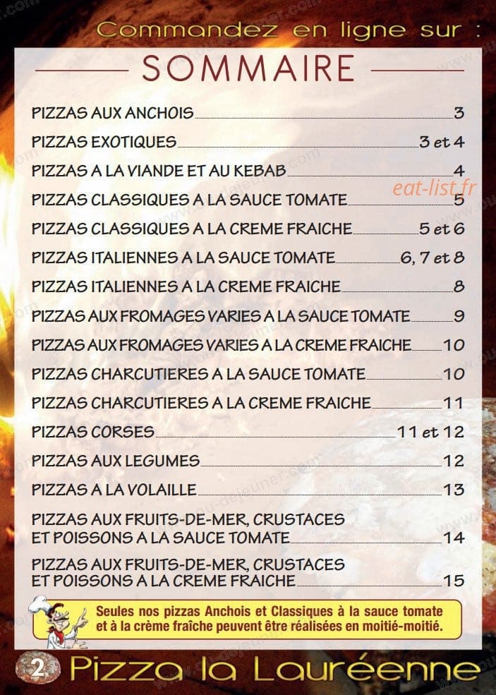 Pizza Lauréenne — carte page 2