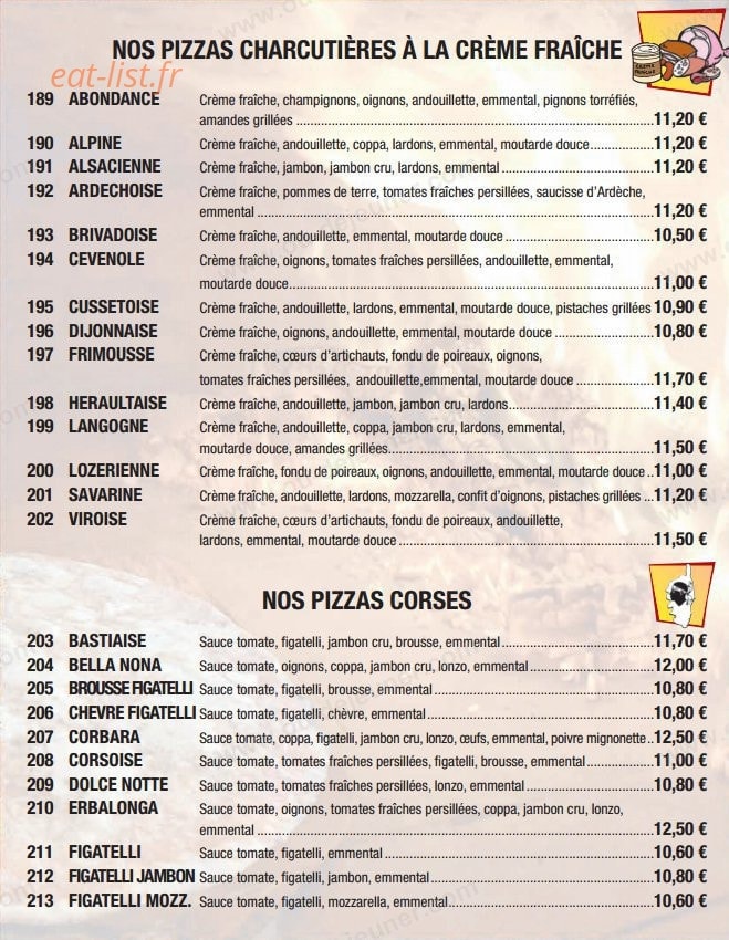 Pizza Lauréenne — carte page 11