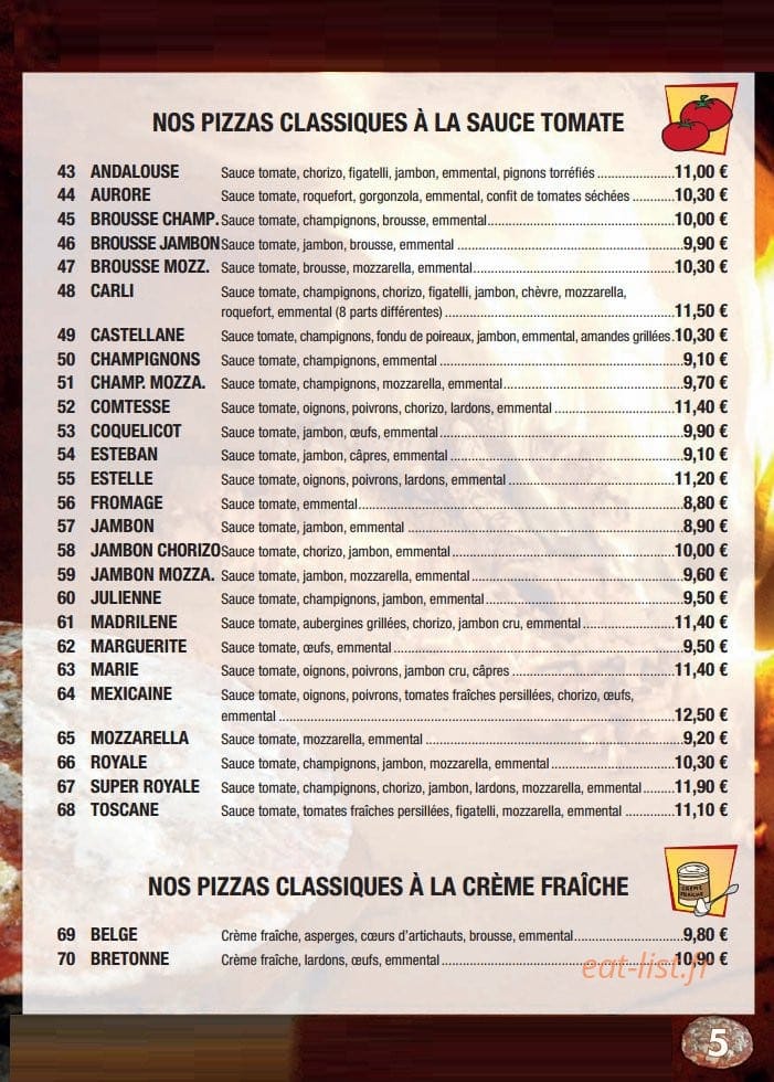 Pizza Lauréenne — carte page 5