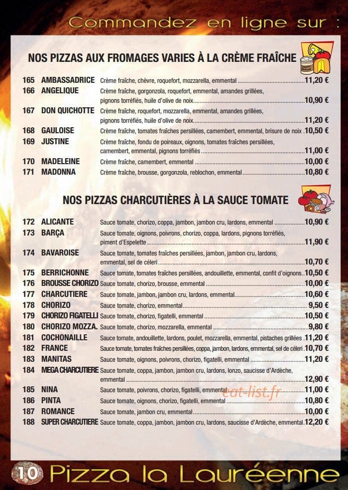 Pizza Lauréenne — carte page 10