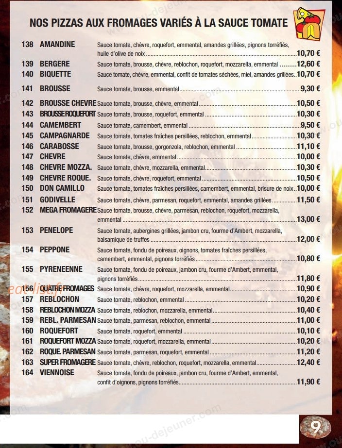 Pizza Lauréenne — carte page 9