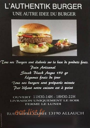 Authentik Burger — carte page 1