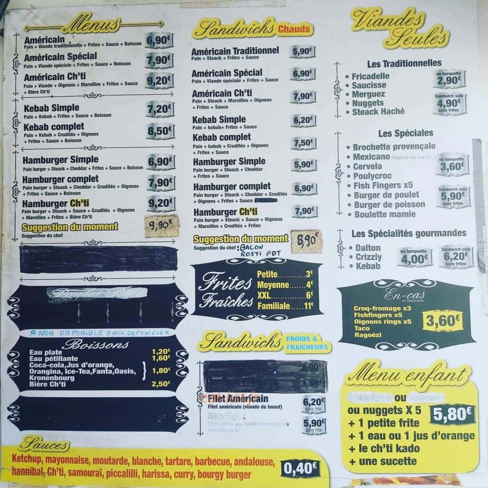 La Cabane à Frites — carte page 2