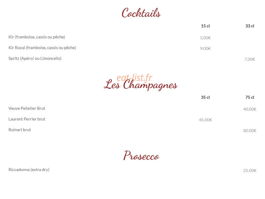 Les Saveurs d'Enrica — carte page 3