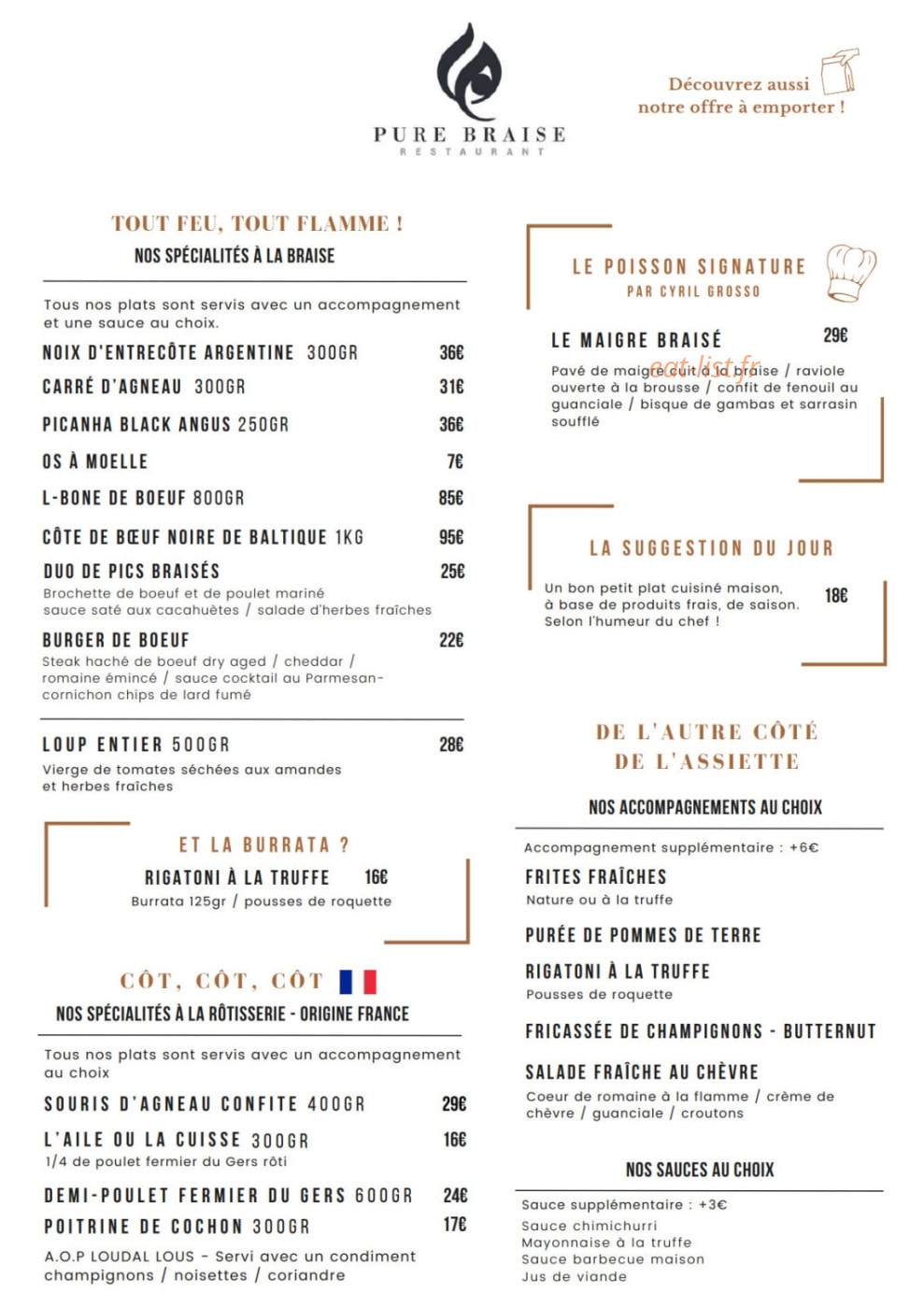 Pure Braise — carte page 2