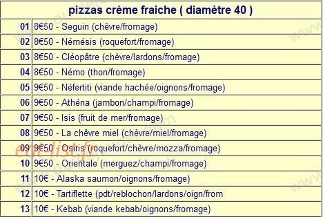 Arles Pizza — carte page 2