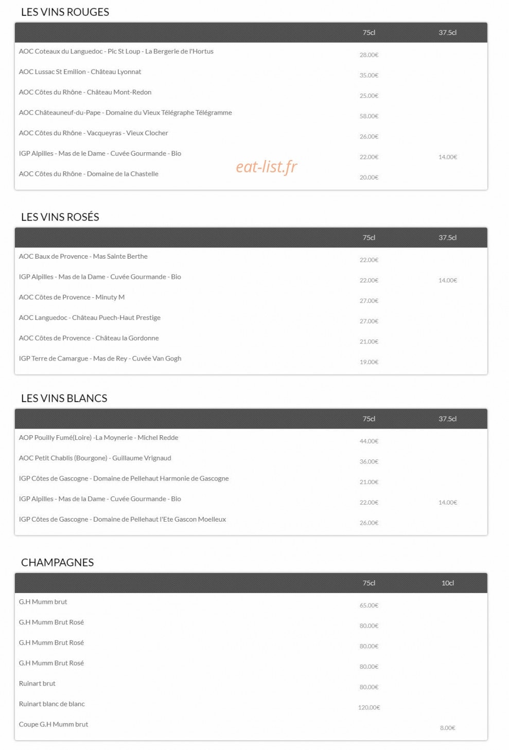 Bistrot Arlesien — carte page 4