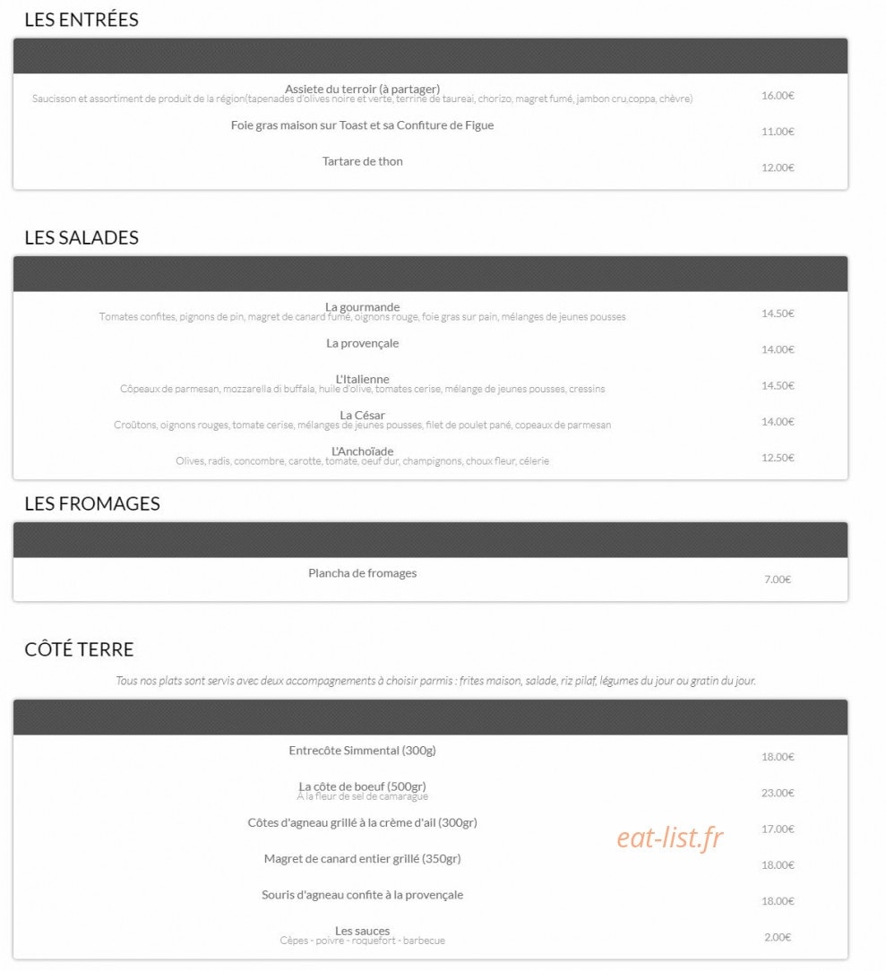 Bistrot Arlesien — carte page 2