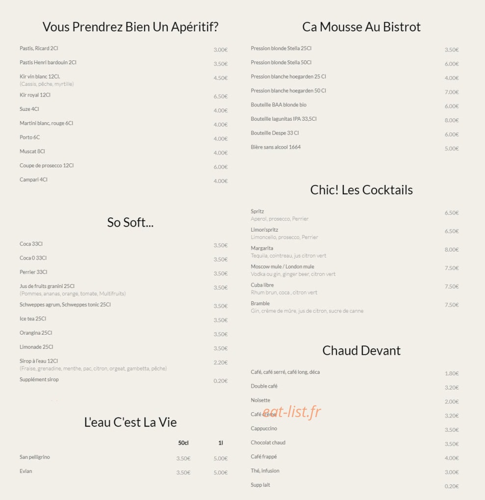 Bistrot Populaire — carte page 3