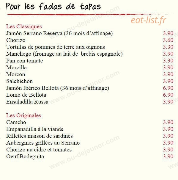 Bodeguita — carte page 1