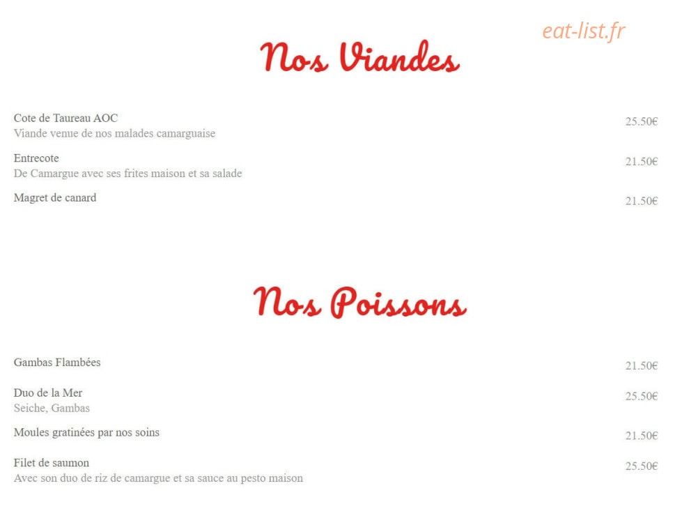 Brasserie des Arènes — carte page 3