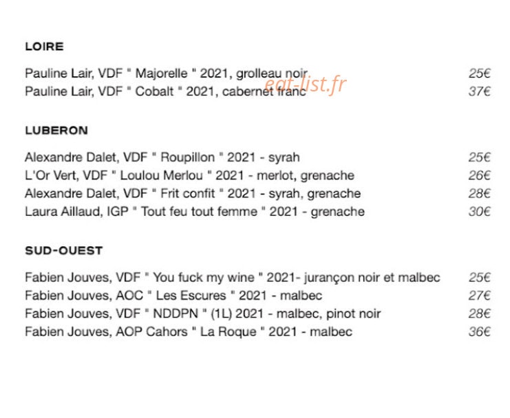 Café de la Paix — carte page 6