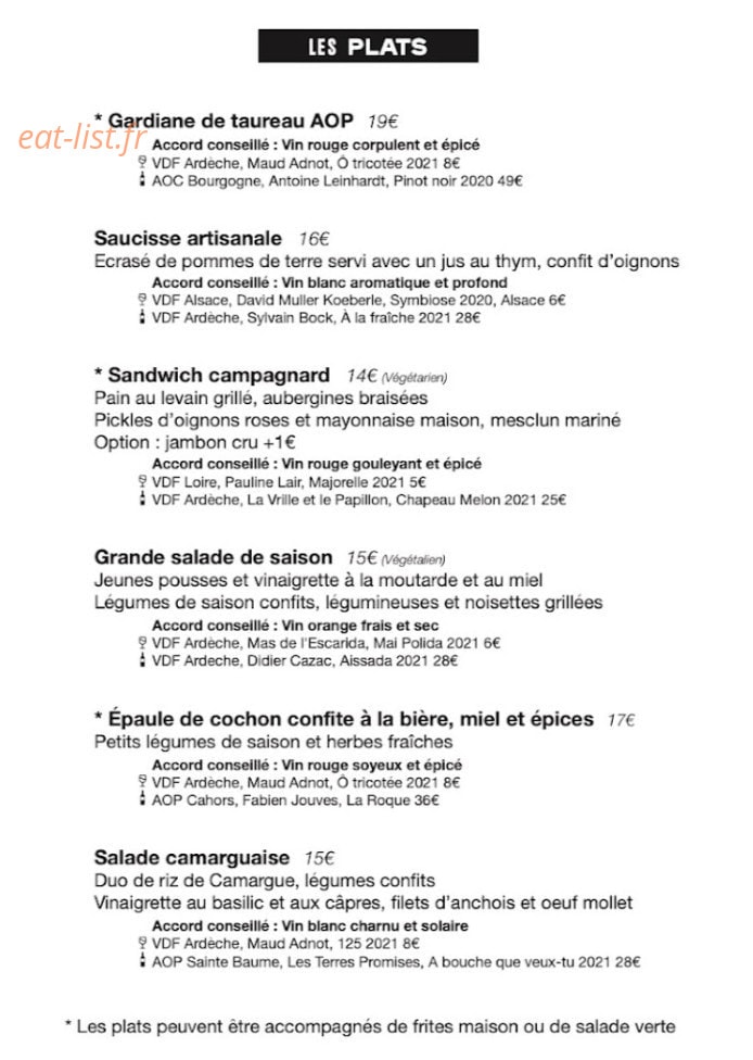 Café de la Paix — carte page 1