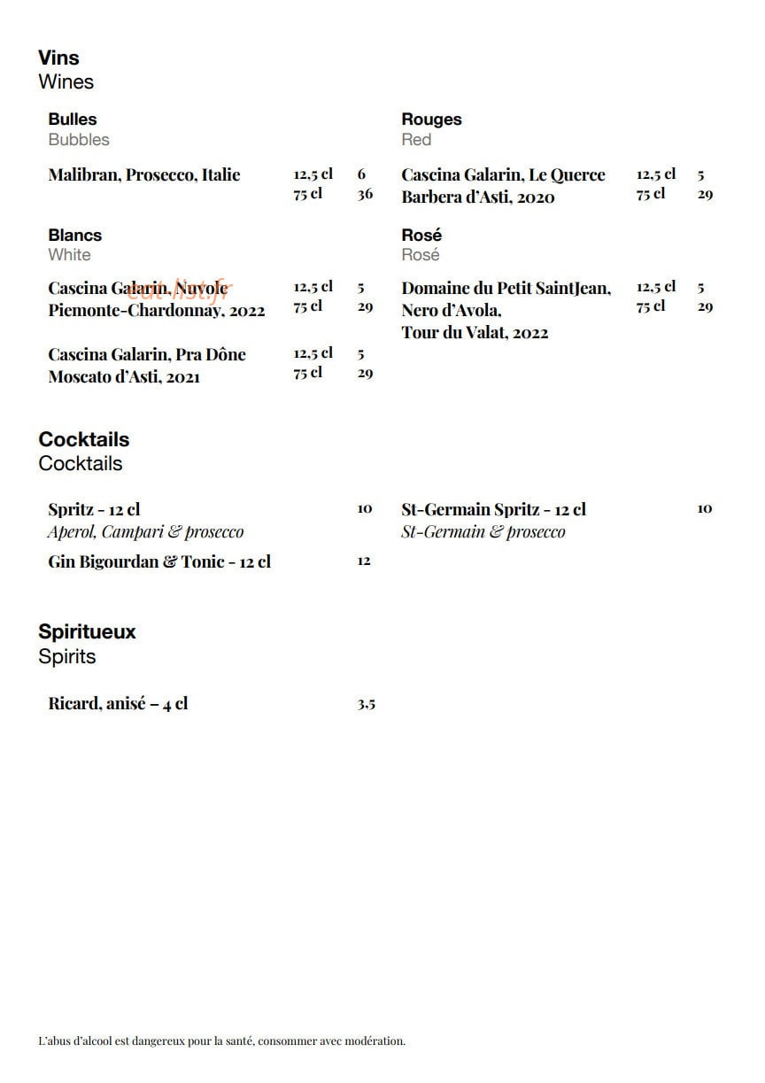 Café du Parc — carte page 4