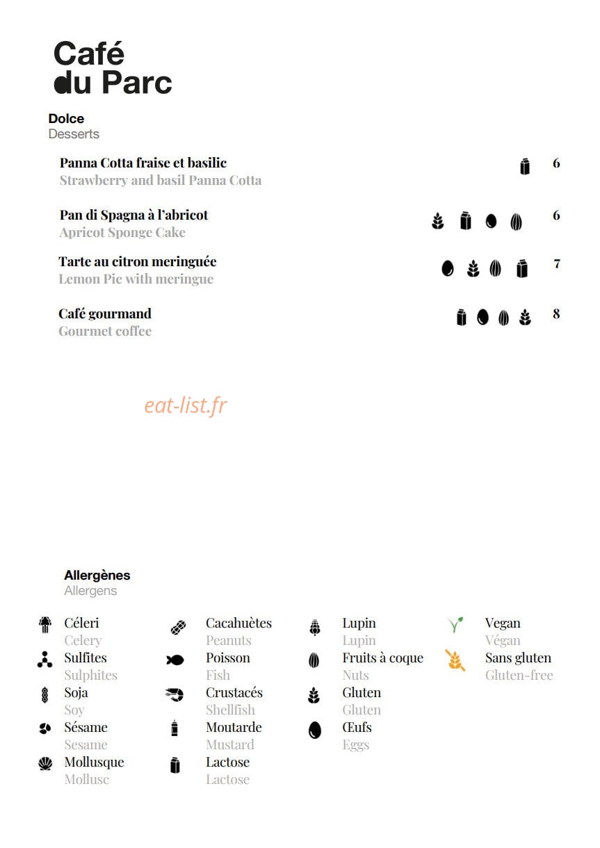 Café du Parc — carte page 2
