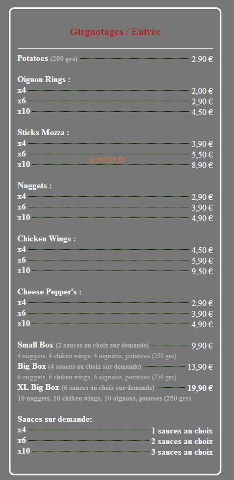 Home pizza — carte page 2