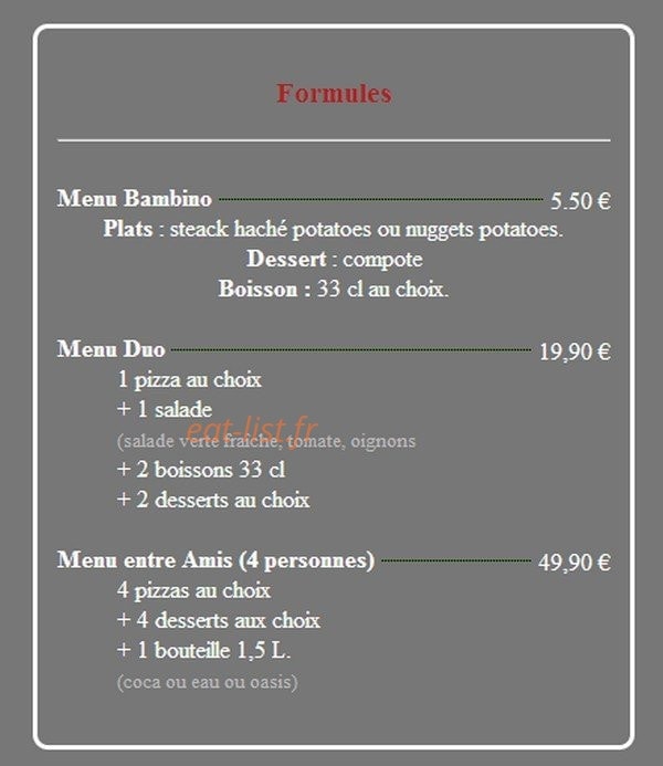 Home pizza — carte page 1