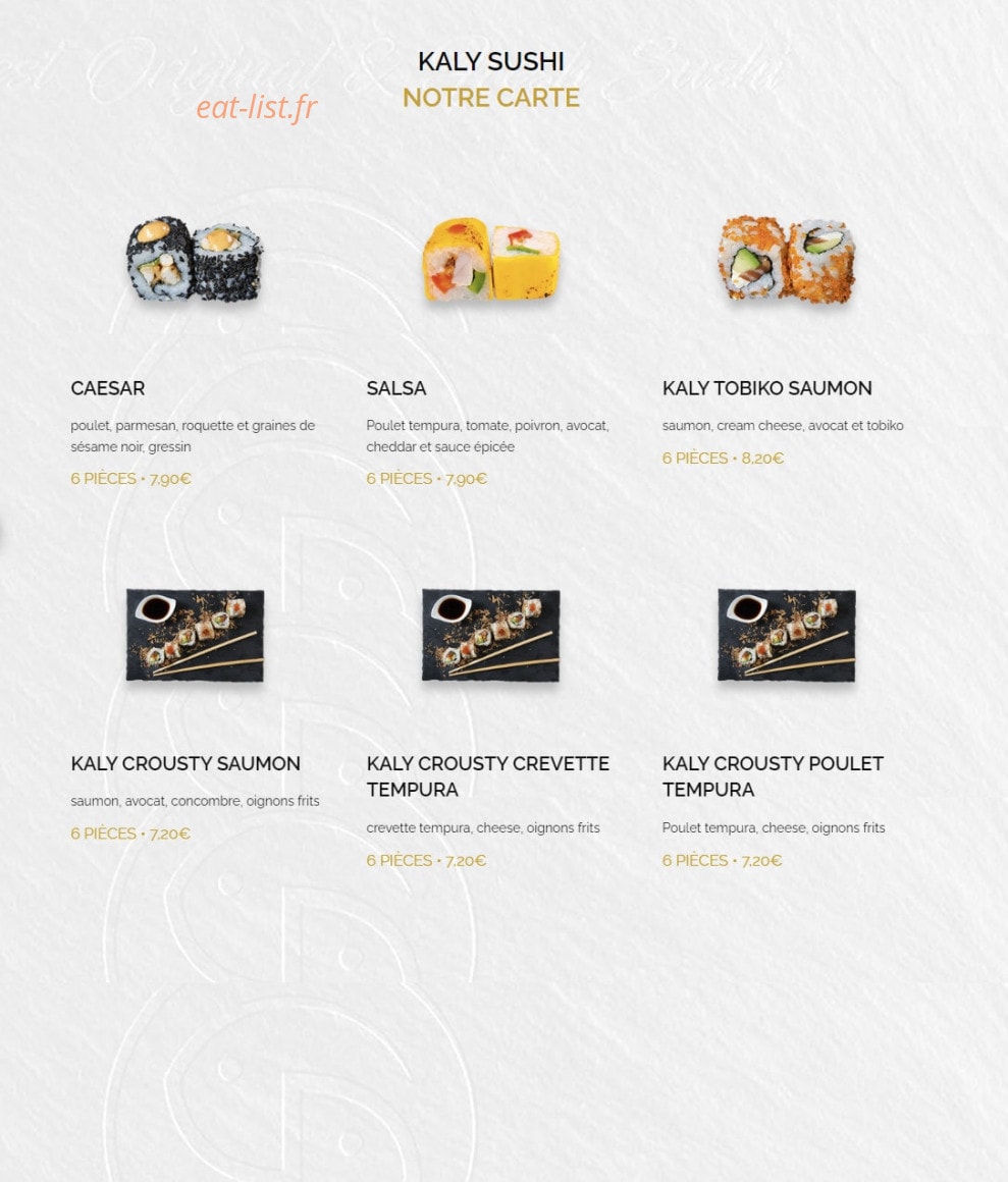 Kaly sushi — carte page 14