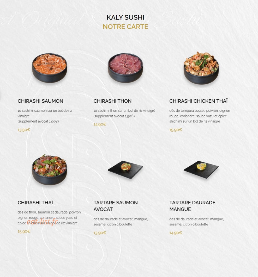 Kaly sushi — carte page 9