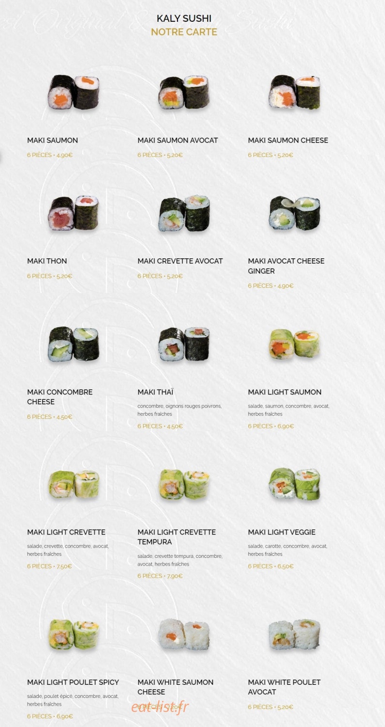 Kaly sushi — carte page 11