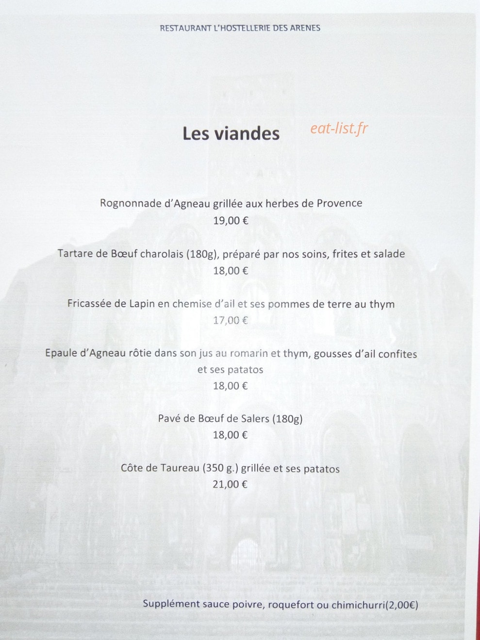 L'Hostellerie des Arènes — carte page 3