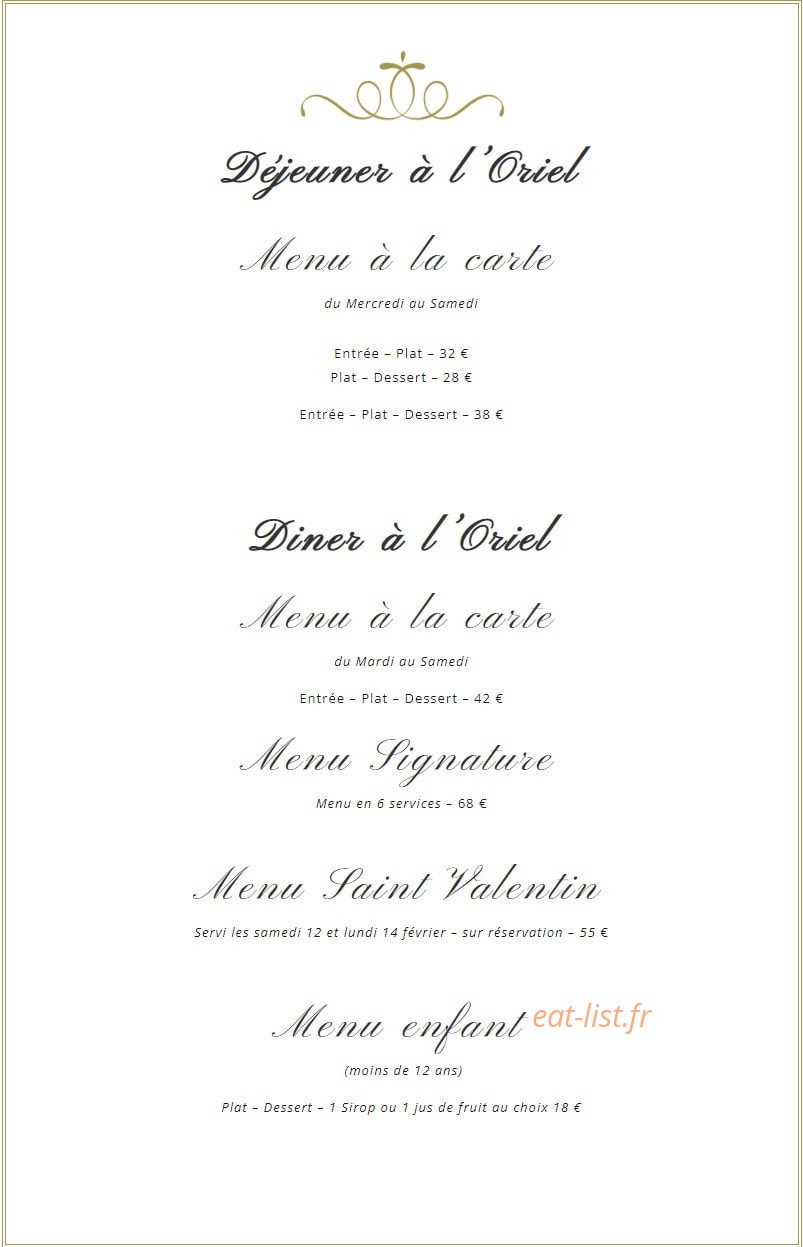 L'Oriel — carte page 1