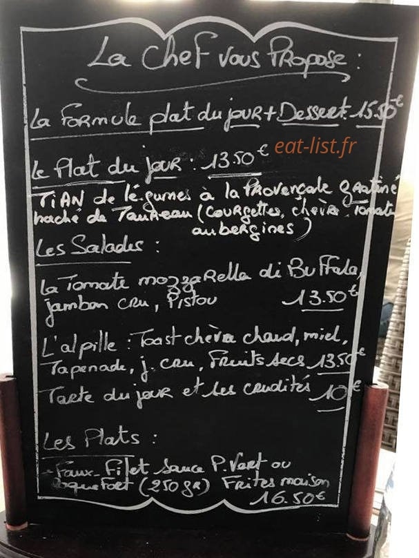 Le Bar À Thym — carte page 1