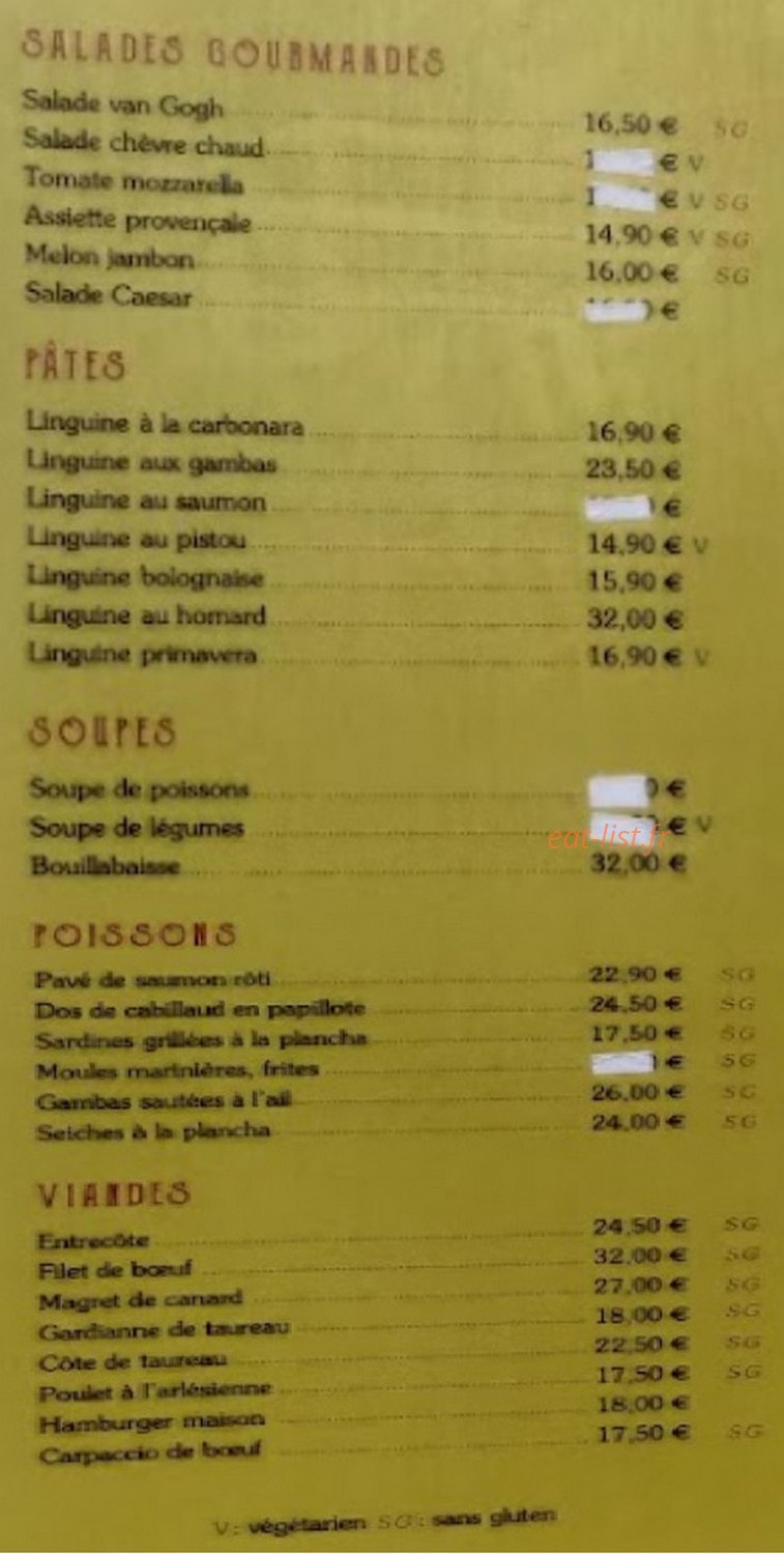 Le Café Van Gogh — carte page 1