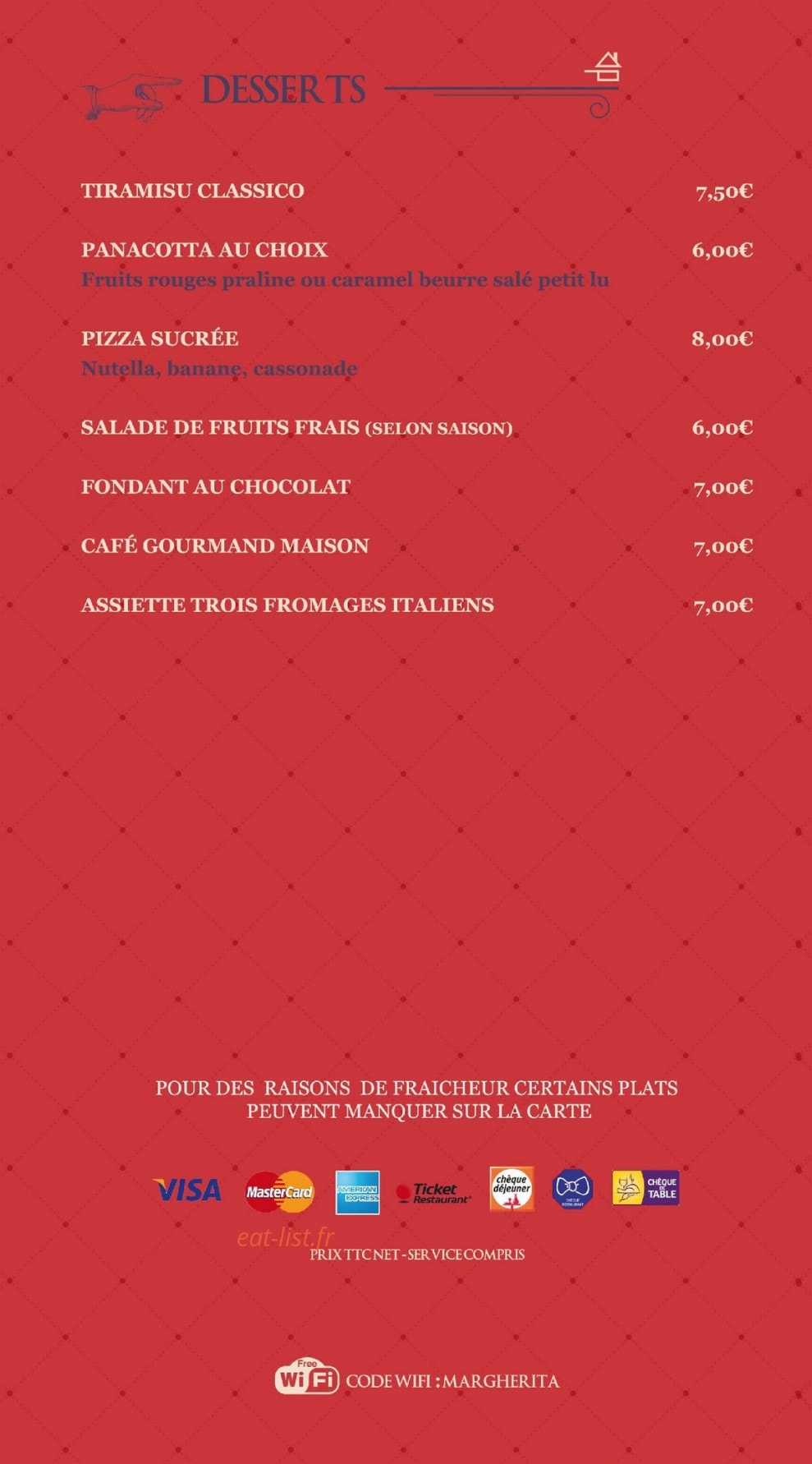 Le comptoir d'italie — carte page 6