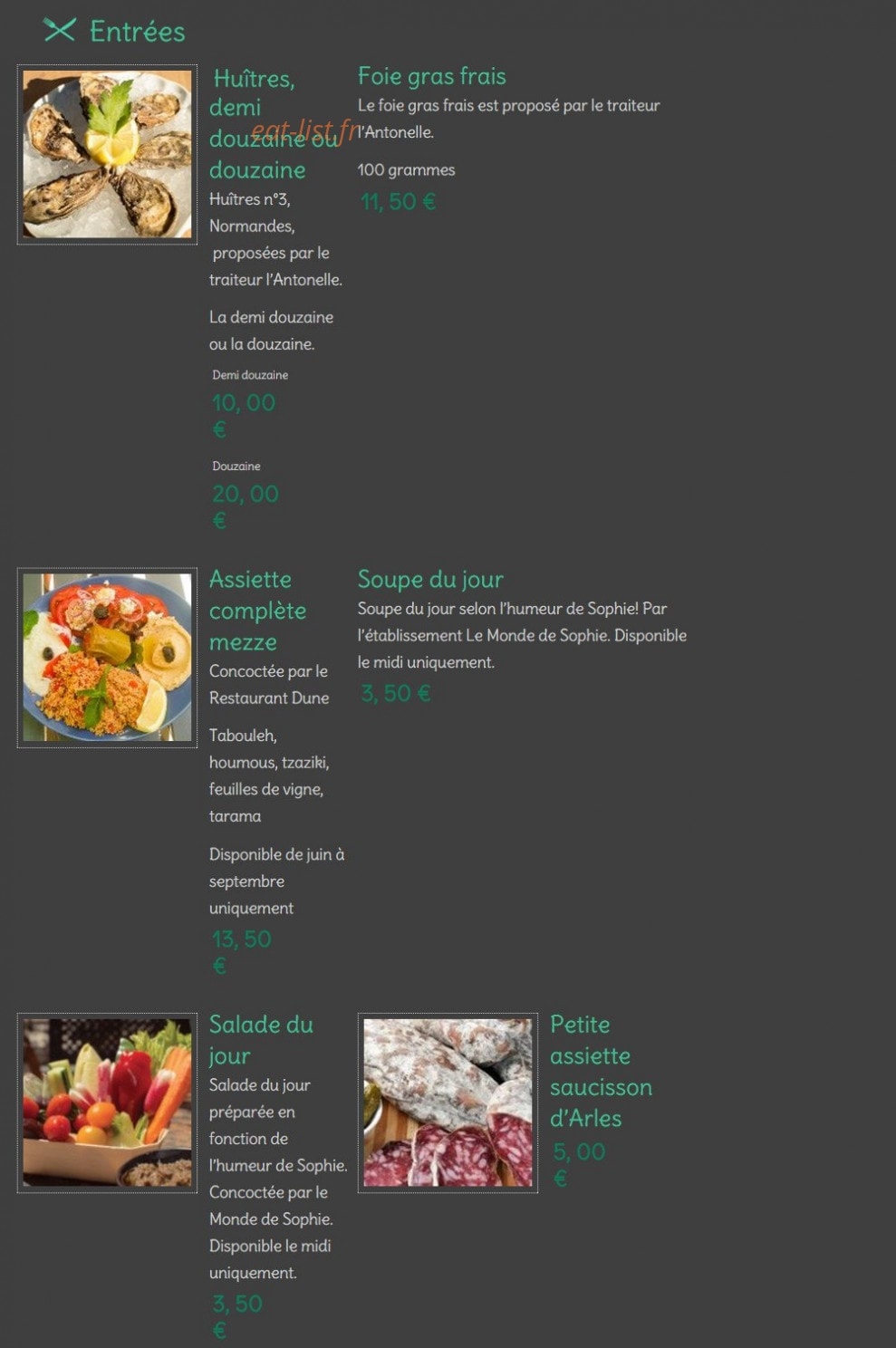 Le grand Restaurant — carte page 7