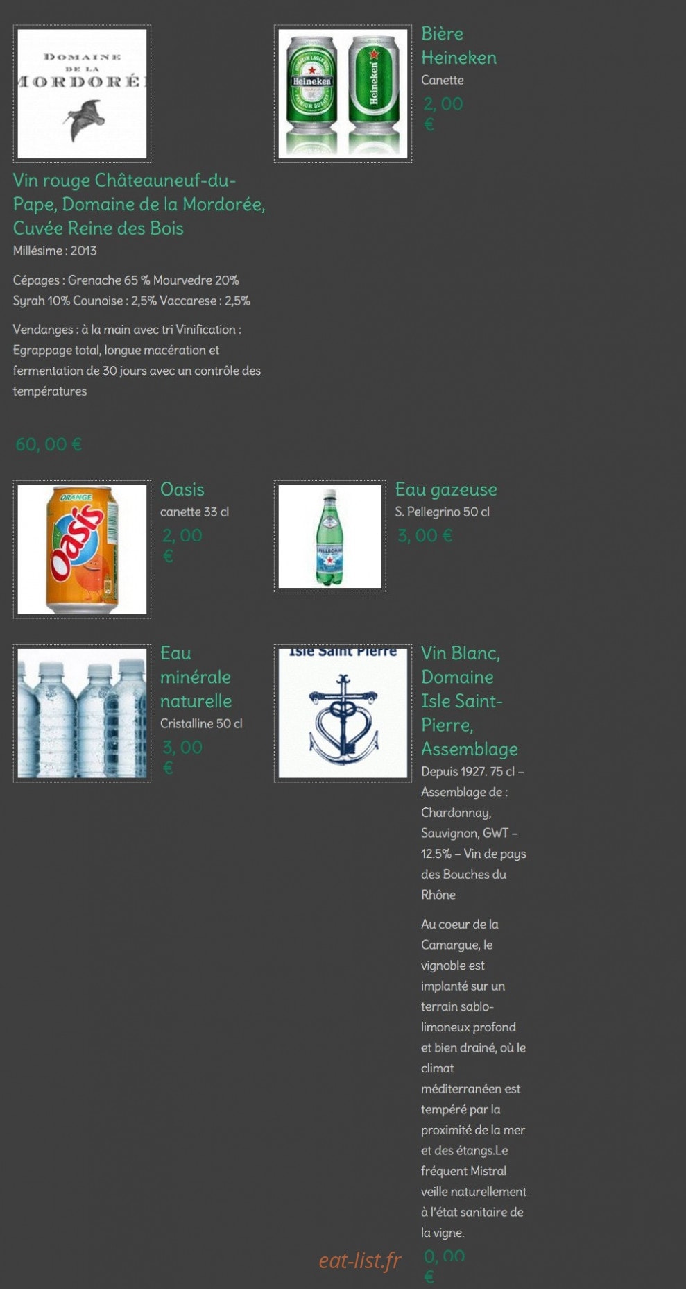 Le grand Restaurant — carte page 11