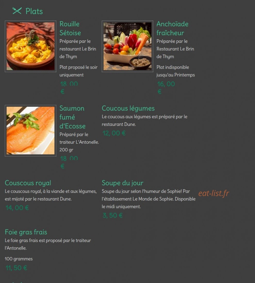 Le grand Restaurant — carte page 8