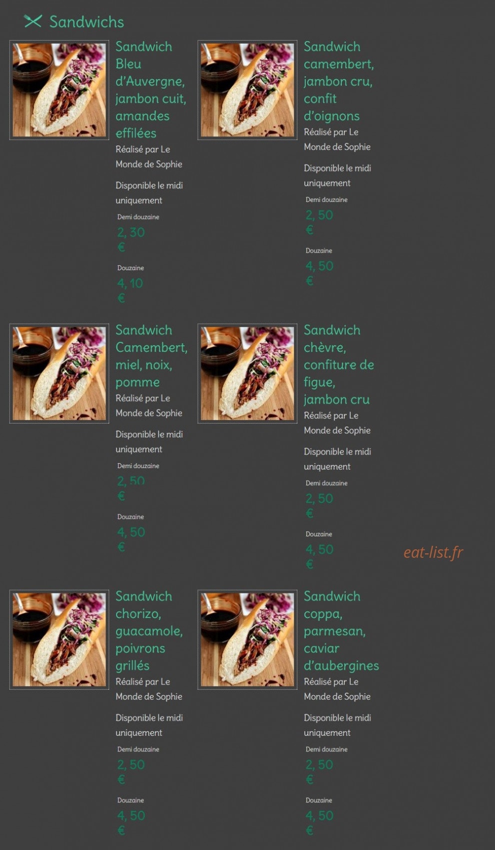 Le grand Restaurant — carte page 1