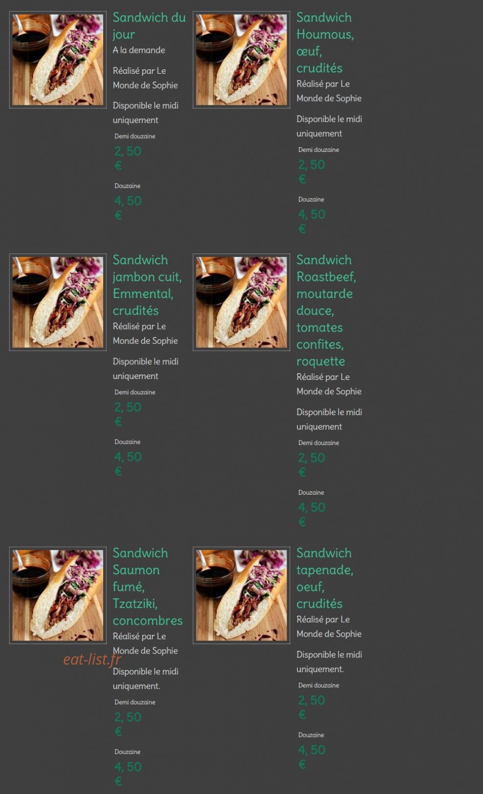 Le grand Restaurant — carte page 2